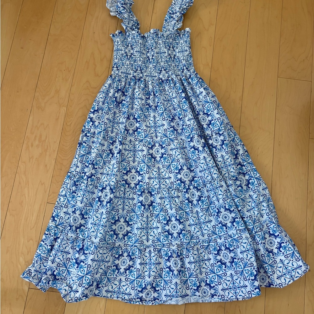Hill House women’s Dress with Blue and White Floral Pattern